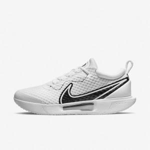 White / Black Men's Nike NikeCourt Zoom Pro Hard Court Tennis Shoes | NK895HKE