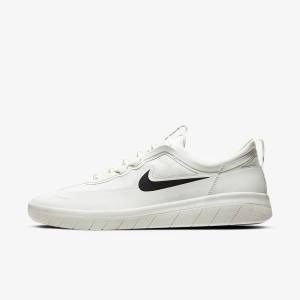 White / Black Men's Nike SB Nyjah Free 2 Skate Shoes | NK906IQJ