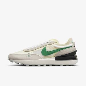 White / Black Men's Nike Waffle One Sneakers | NK639VOW