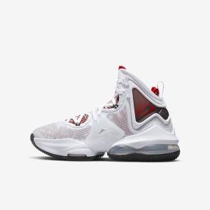 White / Black / Red Kids' Nike LeBron 19 Older Basketball Shoes | NK315BRW