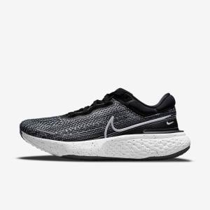 White / Black / White Men's Nike ZoomX Invincible Run Flyknit Road Running Shoes | NK958XMJ