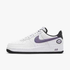 White / Black / White / Purple Men's Nike Air Force 1 07 LV8 Sneakers | NK032DHT