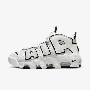 White / Black Women's Nike Air More Uptempo Sneakers | NK539WXB