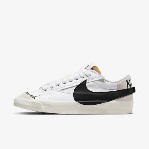 White / Black Women's Nike Blazer Low 77 Jumbo Sneakers | NK059KZI