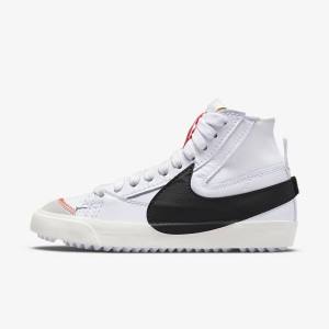 White / Black Women's Nike Blazer Mid 77 Jumbo Sneakers | NK721JZM