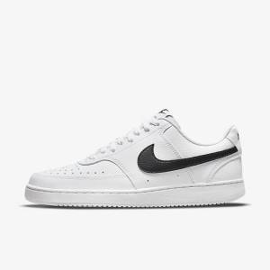 White / Black Women's Nike Court Vision Low Next Nature Sneakers | NK289BOT