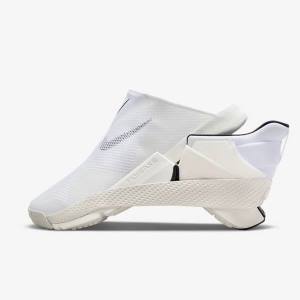 White / Black Women's Nike Go FlyEase Sneakers | NK937QKL