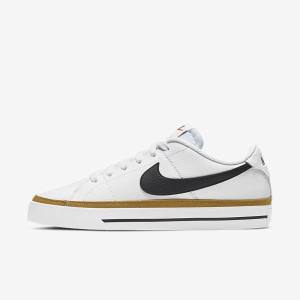 White / Black Women's Nike NikeCourt Legacy Sneakers | NK698AEN