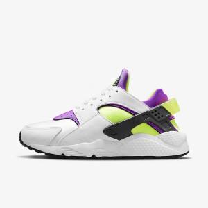 White / Black / Yellow Women's Nike Air Huarache Sneakers | NK542JQR