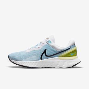 White / Blue / Black Men's Nike React Miler 3 Road Running Shoes | NK352BPR