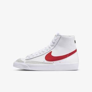 White / Blue / Black / Red Kids' Nike Blazer Mid 77 Older Basketball Shoes | NK293SKJ