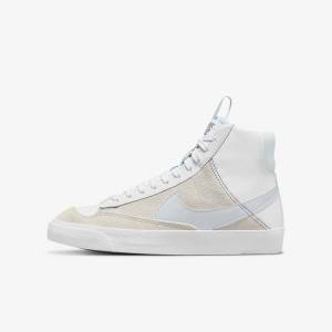 White / Blue Grey Kids' Nike Blazer Mid 77 SE Dance Older Sneakers | NK496LTX