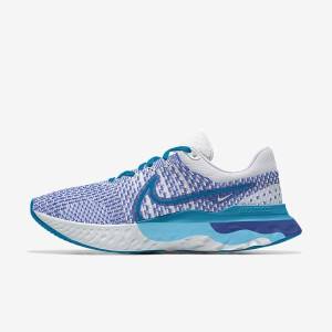 White / Blue / White Men's Nike React Infinity Run 3 By You Custom Road Running Shoes | NK432CDR