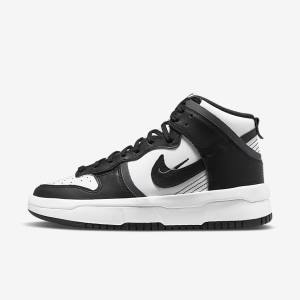 White / Dark Grey / Black Women's Nike Dunk High Up Sneakers | NK095VAZ