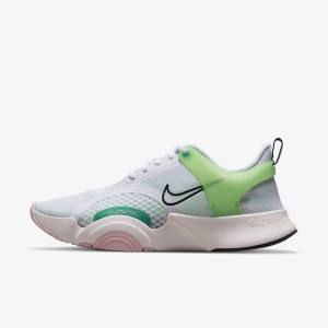 White / Green / Light Pink / Black Women's Nike SuperRep Go 2 Training Shoes | NK041LCD