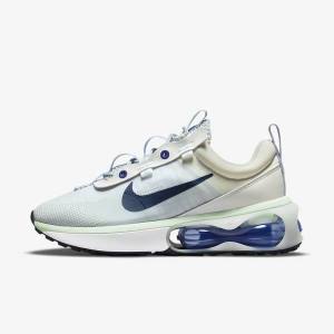 White / Green / Obsidian Women's Nike Air Max 2021 Sneakers | NK621DNG