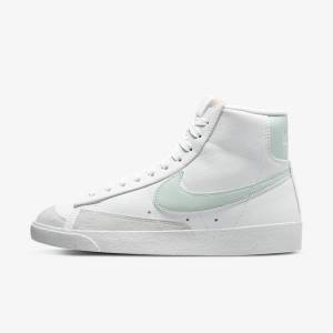 White / Green Women's Nike Blazer Mid 77 Next Nature Sneakers | NK432YVZ