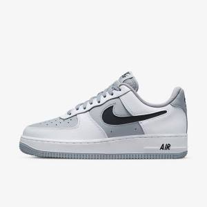 White / Grey / Black Men's Nike Air Force 1 07 LV8 Sneakers | NK968VDN