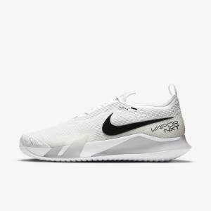 White / Grey / Black Men's Nike NikeCourt React Vapor NXT Hard-Court Tennis Shoes | NK489NTW