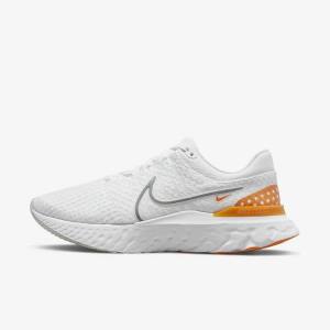 White / Grey Men's Nike React Infinity Run Flyknit 3 Road Running Shoes | NK456OYD