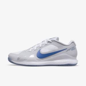 White / Grey / Navy Men's Nike NikeCourt Air Zoom Vapor Pro Hard-Court Tennis Shoes | NK301OYB