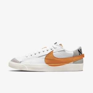 White / Grey / Orange Men's Nike Blazer Low 77 Jumbo Sneakers | NK621TXO