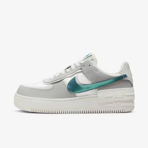 White / Grey / White Women's Nike Air Force 1 Shadow Sneakers | NK019WTU