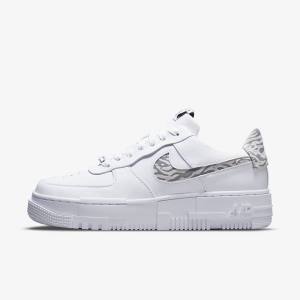 White / Grey / White Women's Nike Air Force 1 Pixel SE Sneakers | NK387HTD