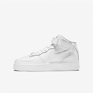 White Kids' Nike Air Force 1 Mid LE Older Sneakers | NK615NUA