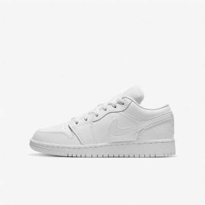 White Kids' Nike Air Jordan 1 Low Older Sneakers | NK967QJR