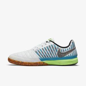 White / Light Blue / Black / Black Men's Nike Lunar Gato II IC Indoor Court Football Shoes | NK073FEA