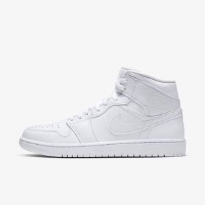 White Men's Nike Air Jordan 1 Mid Jordan Shoes | NK846GYZ