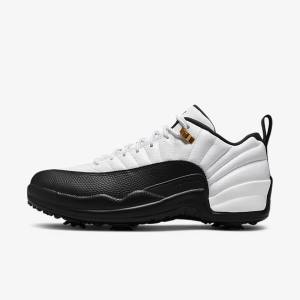 White / Metal Gold / Black Men's Nike Air Jordan XII Low Jordan Shoes | NK830DOI