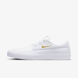 White / Metal Gold Men's Nike SB Shane PRM Skate Shoes | NK617VTR