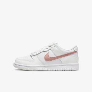 White / Metal Red Brown Kids' Nike Dunk Low Older Sneakers | NK890CLD