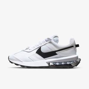 White / Metal Silver / Black Women's Nike Air Max Pre-Day Sneakers | NK049GTY