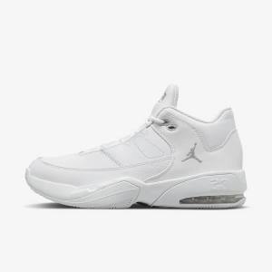 White / Metal Silver Men's Nike Jordan Max Aura 3 Jordan Shoes | NK286RMF