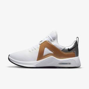 White / Metal Silver / Metal Gold / Black Women's Nike Air Max Bella TR 5 Training Shoes | NK574ALQ