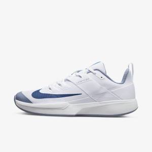 White / Navy Men's Nike NikeCourt Vapor Lite Hard Court Tennis Shoes | NK672HWY