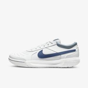 White / Navy Men's Nike NikeCourt Zoom Lite 3 Hard Court Tennis Shoes | NK053VWU