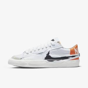 White / Orange / Black Men's Nike Blazer Low 77 Jumbo Sneakers | NK579SGZ