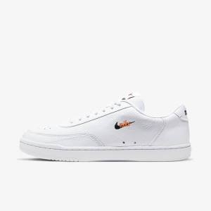 White / Orange / Black Men's Nike Court Vintage Premium Sneakers | NK038RQD