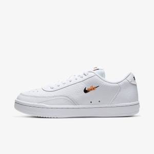 White / Orange / Black Women's Nike Court Vintage Premium Sneakers | NK790MUI