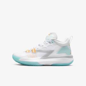 White / Orange / Turquoise / Black Kids' Nike Zion 1 Older Jordan Shoes | NK184VMJ