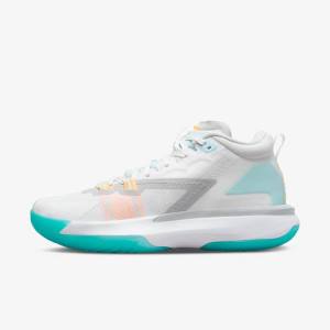 White / Orange / Turquoise / Black Men's Nike Zion 1 Jordan Shoes | NK743JRC