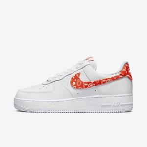 White / Orange Women's Nike Air Force 1 07 Sneakers | NK765HGA