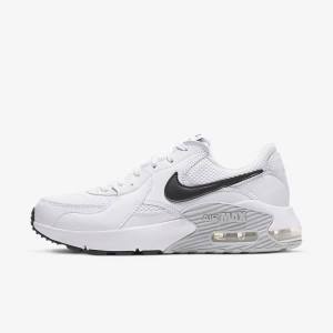 White / Platinum / Black Women's Nike Air Max Excee Sneakers | NK648MTL