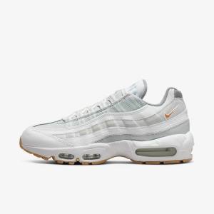 White / Platinum / Grey / Yellow Men's Nike Air Max 95 Sneakers | NK475FHP