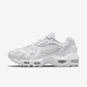 White / Platinum / Metal Silver / White Women's Nike Air Max 96 2 Sneakers | NK253BPF