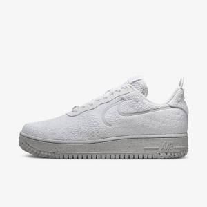 White / Platinum / White Men's Nike Air Force 1 Crater Flyknit Next Nature Sneakers | NK380KPZ